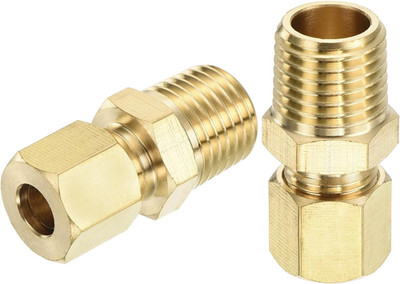 Uxcell 10Pcs Brass Compression Tube Fitting, 1/4'' Tube OD X 1/4'' NPT Male Connec