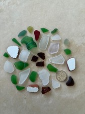 GENUINE BAHAMAS BEACH MULTICOLORED SEA GLASS AND POTTERY SURF TUMBLED