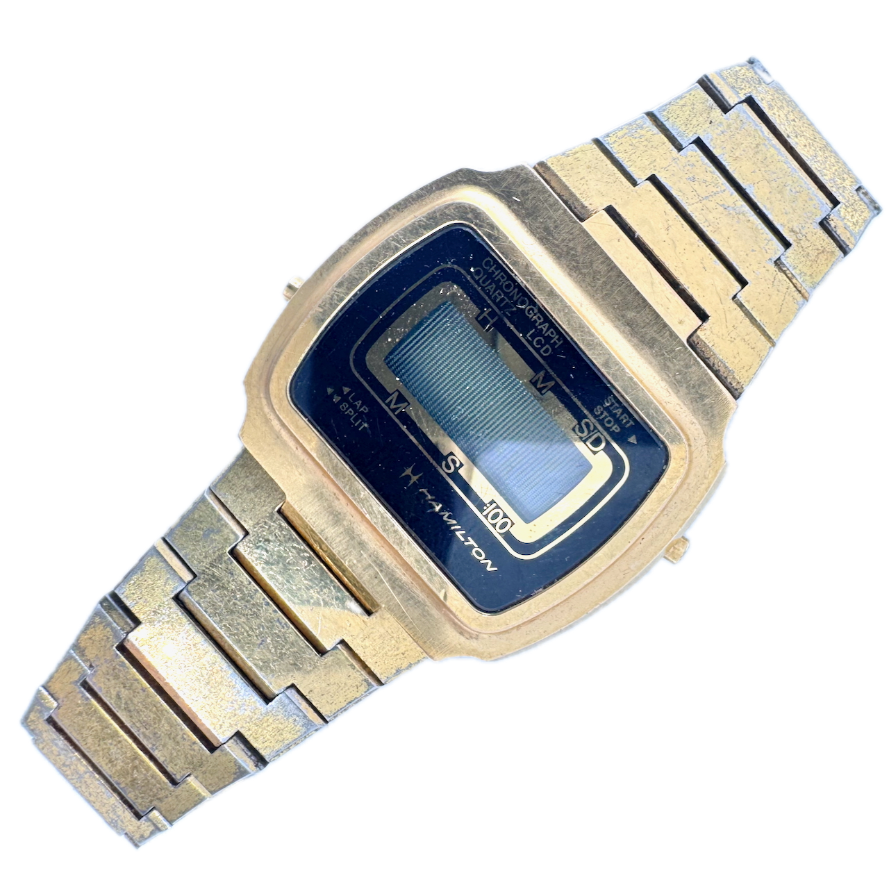 Vintage Hamilton Multigraph Gold Tone Mens Digital LCD Watch USA