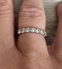 18ct White Gold 7 Stone Natural Diamond Eternity Ring Size P