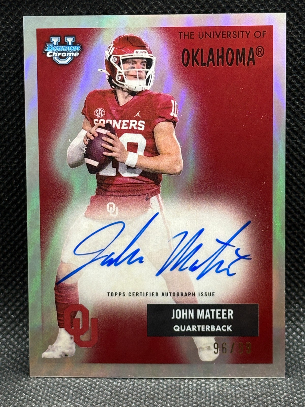 2025 Bowman U Chrome John Mateer 1955 Bowman On-Card Refractor Auto /99