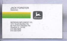 Vintage 1994 John Deere Jack Forster Salesman Business Card Rockford Illinois IL