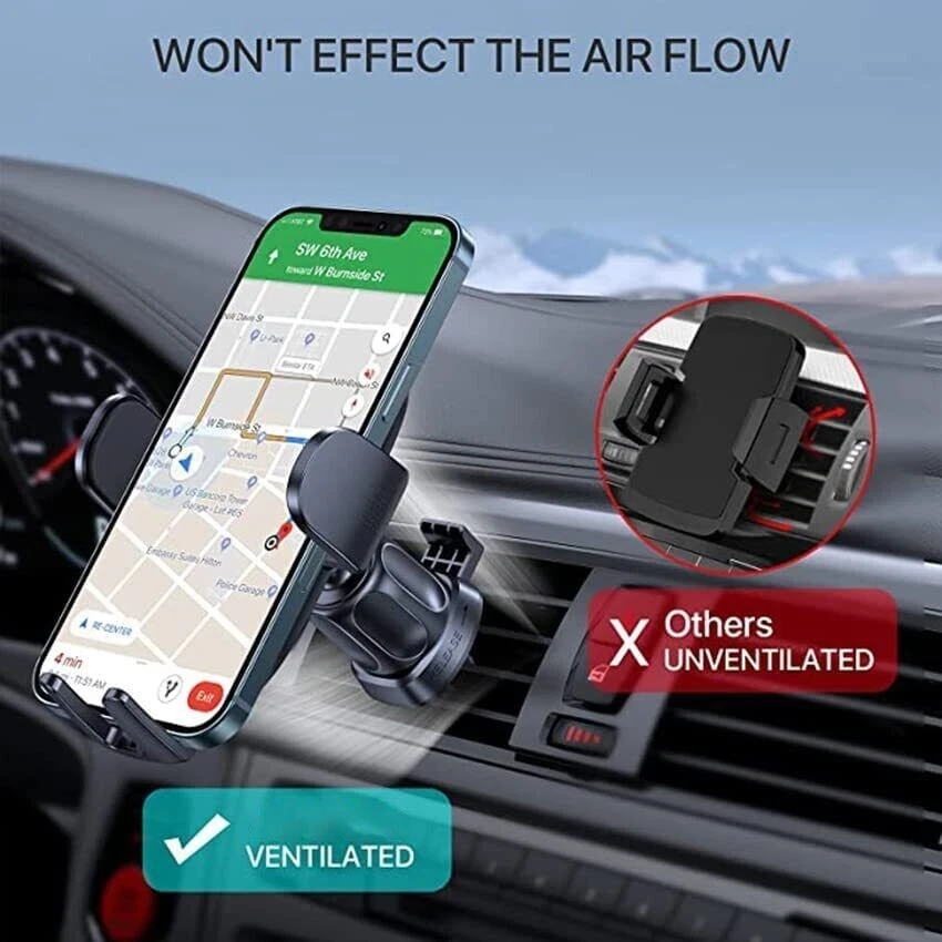Car Phone Holder Mount Vent Grip Lock System 360° Rotation For iPhone Samsung - image 2 of 4
