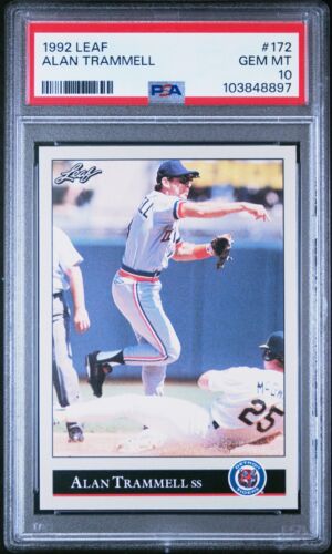1992 Leaf ALAN TRAMMELL #172 PSA 10 Gem Mint Tigers HOF