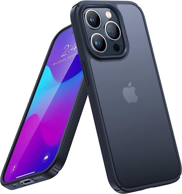 iPhone 14 Pro Black Translucent Matte Hard PC Back and Soft TPU