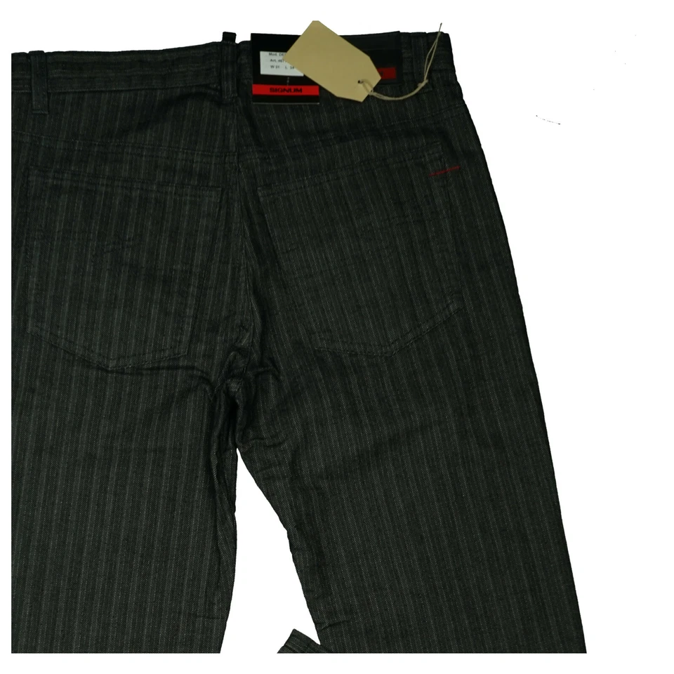 Signum Denver Hombre Confort Fit Pantalón Rayas Elegante W31 L34 Negro Gris Neu - Imagen 4 de 4