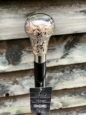 SWAGGER WALKING STICK CANE VICTORIAN STYLE SILVER NICKEL TOP KNOB HANDLE CANE✅  