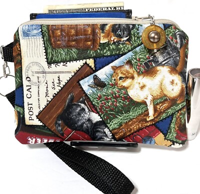 Puppy-Kitten-PostCard-Handmade-Money-Coin-ID-Credit Card-Wristlet-Purse-Pouch