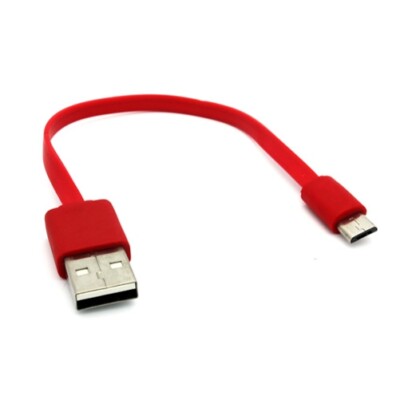 Red Short Flat USB Cable Rapid Charge Power Wire Data Sync Cord for CELL PHONES