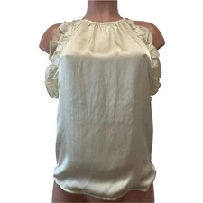 NEW La Fuori Anthro Silk Luxury Sleeveless Ruffled Open Strapped Back Blouse