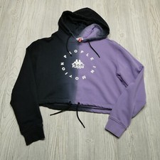 Kappa Sweater Womans Large Purple Crop Fleece Long Sleeve Crew Neck Sweatshirt