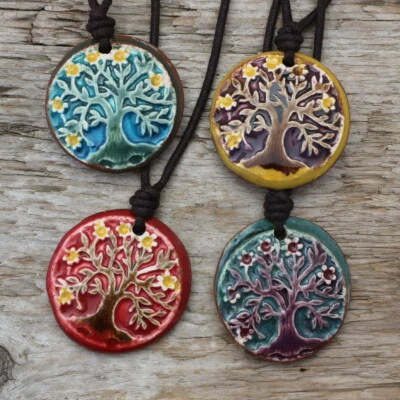 Lebensbaum Halskette - Baum des Lebens -Neclays Keramik Amulett- natürlich vegan - Bild 1 von 4