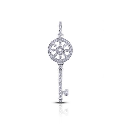 0.68 Carat E-VS2 Round Cut Natural Certified Diamonds 14k Gold Pendant + Chain