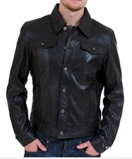 Men's Genuine 100% Lambskin Leather Jacket Biker Motorcycle Slim Fit