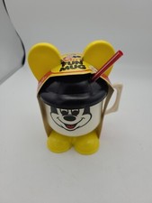 Walt Disney Vintage Mickey Mouse Plastic Sippy Cup W/ Lid  Straw In Package