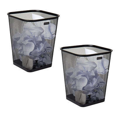 Mesh Trash Can, Waste Paper Basket, Square, Office, Metal Mesh, 9.75''L X 9.75''W