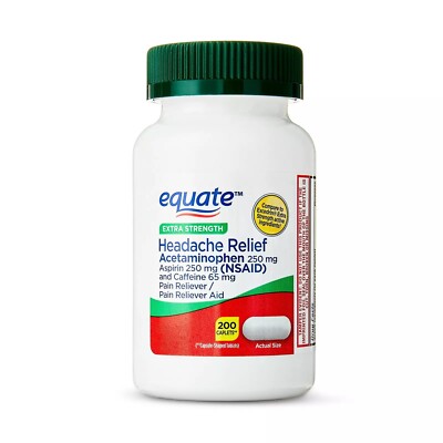 2 Pack Equate Extra Strength Headache Relief Caplets, 250mg, 400 Caplets total