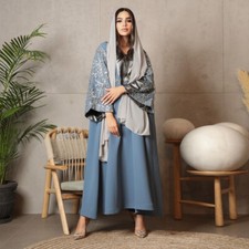 Long Dress Satin Abaya Women Muslim Kaftan Maxi Robe Evening Party Gown Sequins