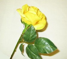 Queen Rose Pick 'Yellow' Artificial Silk Flowers Pack x12 Stems 