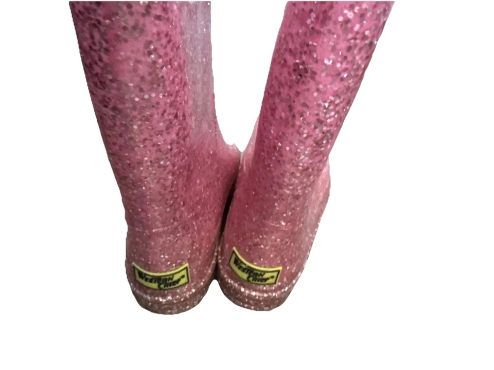 Botas de chuva Western Chief tamanho 12 meninas crianças rosa brilhante PVC à prova d'água - Imagem 2 de 4
