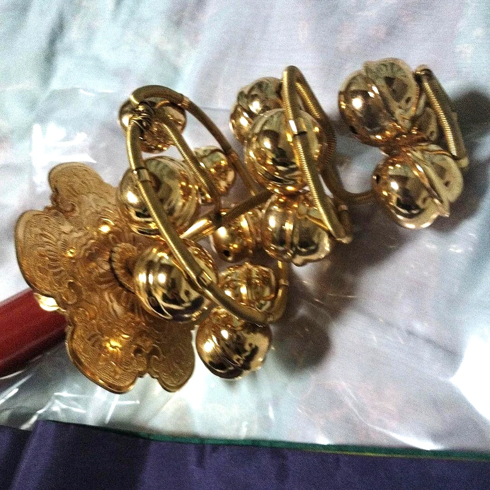 Japanese Kagura Suzu Miko Shrine Bell 15 Bells w/Go-Shiki Cloth 32cm From Japan - Image 2 of 4