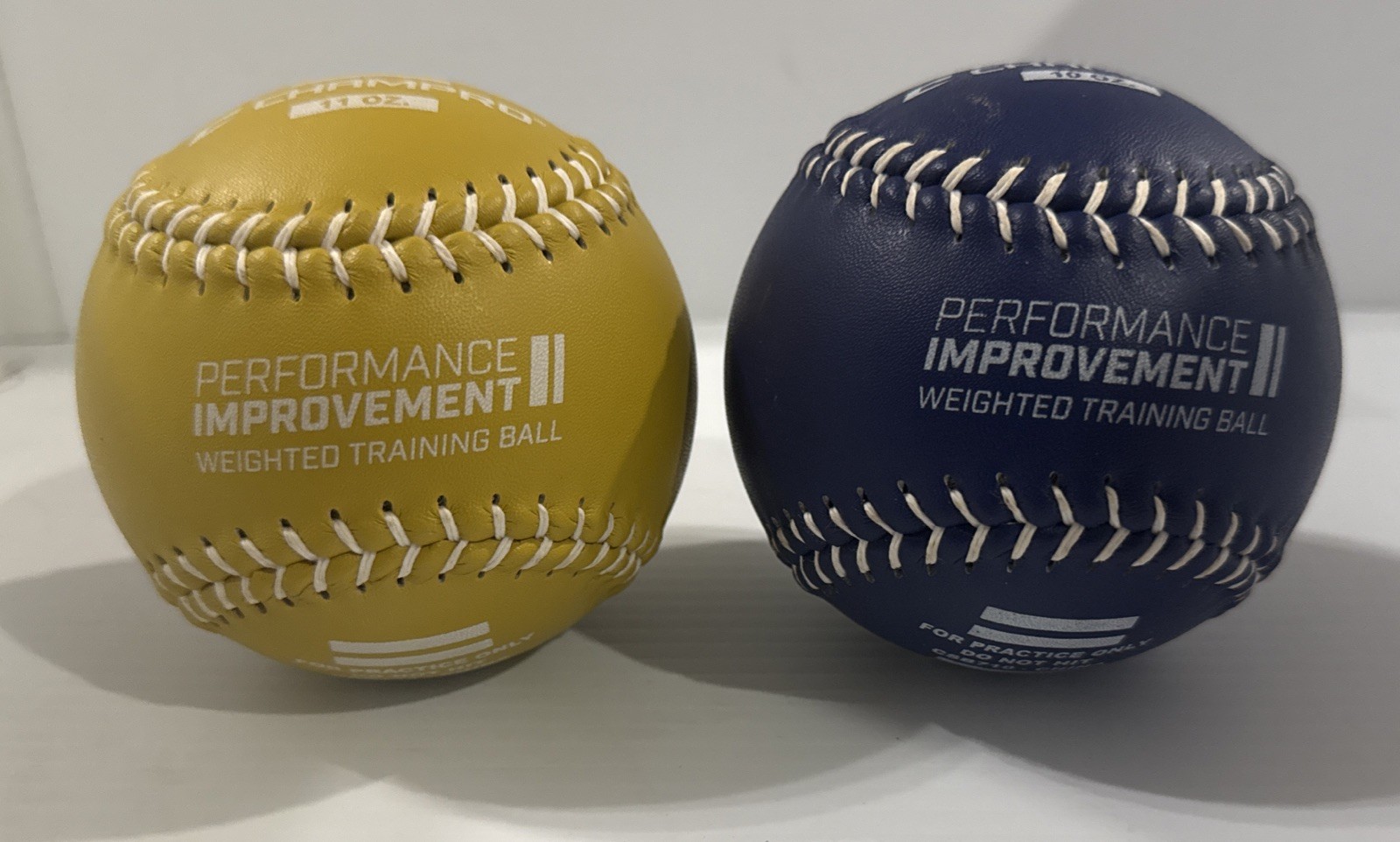 Pair of 2 Fastpitch Weighted 11 Oz Yellow & 10oz Blue Training Softball