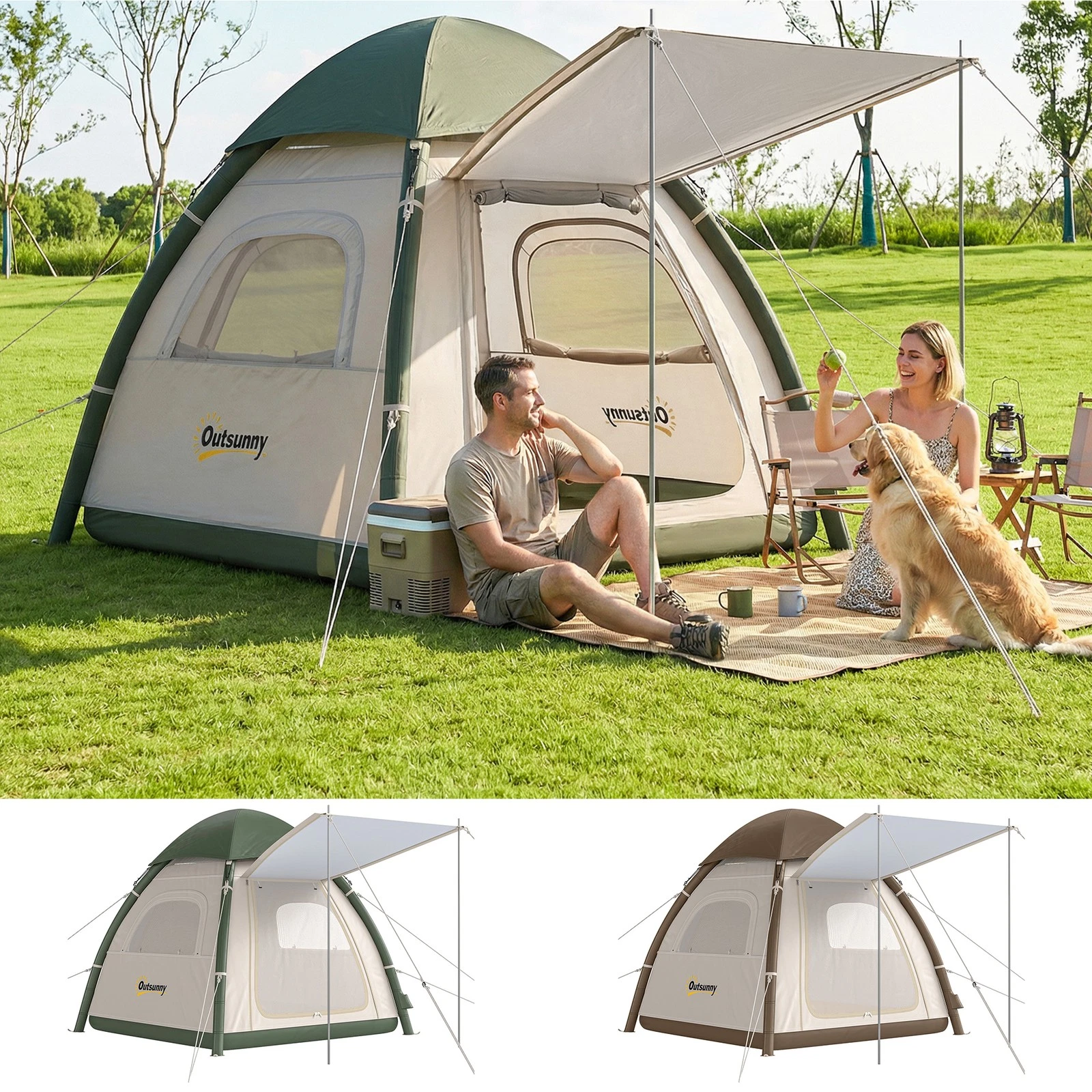 Inflatable Camping Tent with Rainfly, 3 Man Air Tent 3000mm Waterproof
Opens in a new window or tab