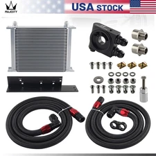30 Row Oil Cooler Kit Filter Thermostat For Fairlady 350Z Z33 370Z Z34 Silver