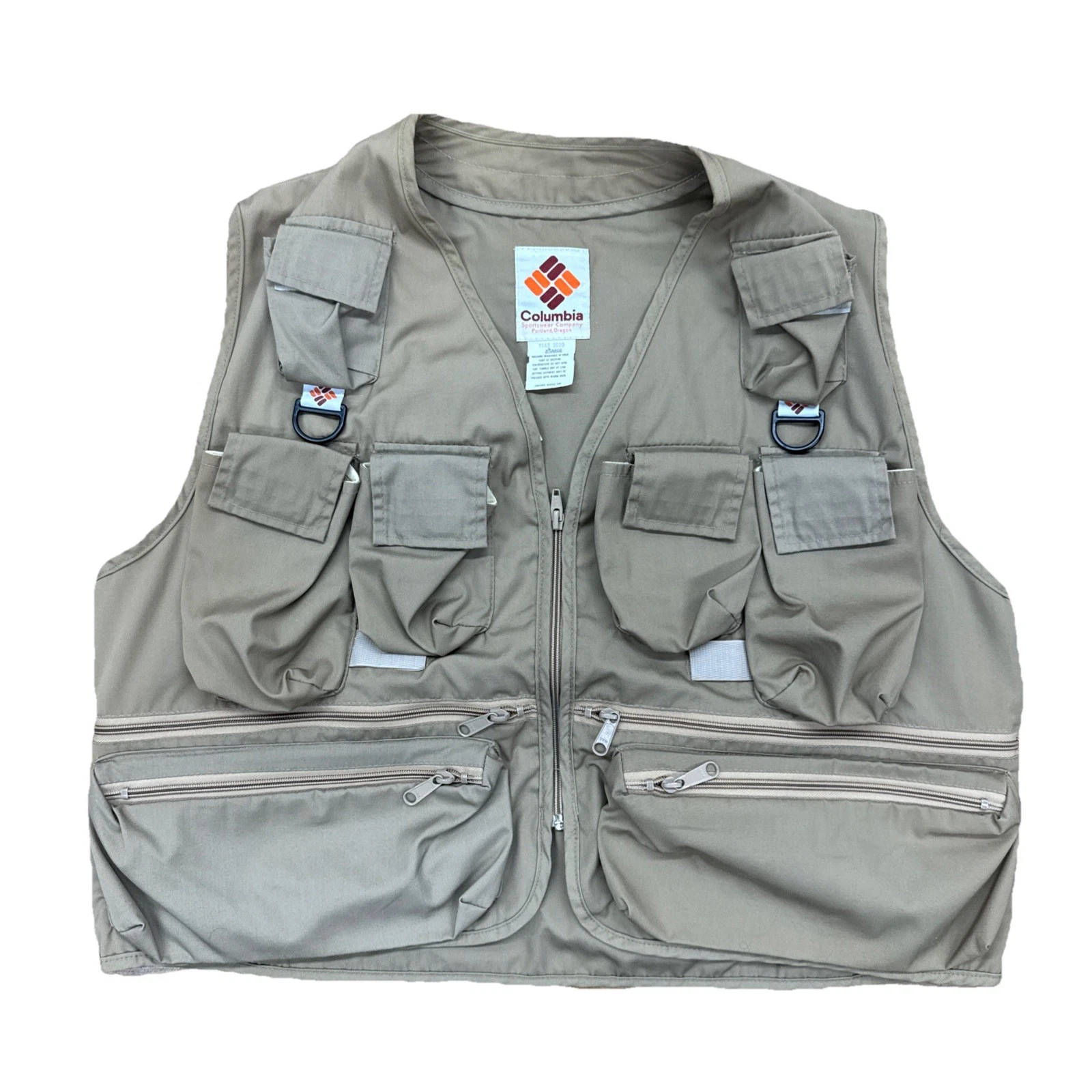Vintage Columbia Fishing Vest Mens XL Made in USA Multi Pocket Utility Outdoors