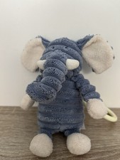 Jellycat Blue Cordy Roy Elephant Soft Plush Jitter Vibrate Pull Toy Small