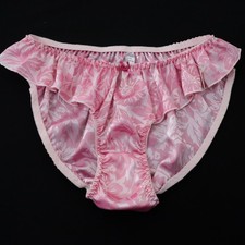 NEW Unbranded TRUE VTG 90s Flutter Ruffle Polyester Satin Bikini Panty LARGE