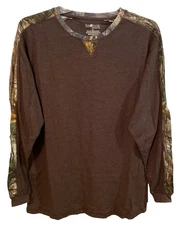 Sun River Realtree NEW Mens Notched Crew Cotton Blend T Shirt Brown Camo XL $40