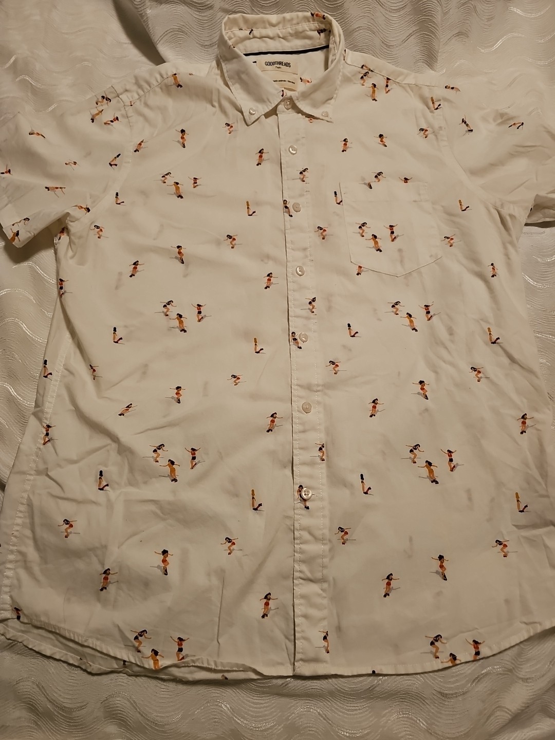 Goodthreads Poplin Button Down Skateboard Girl Pr… - image 1