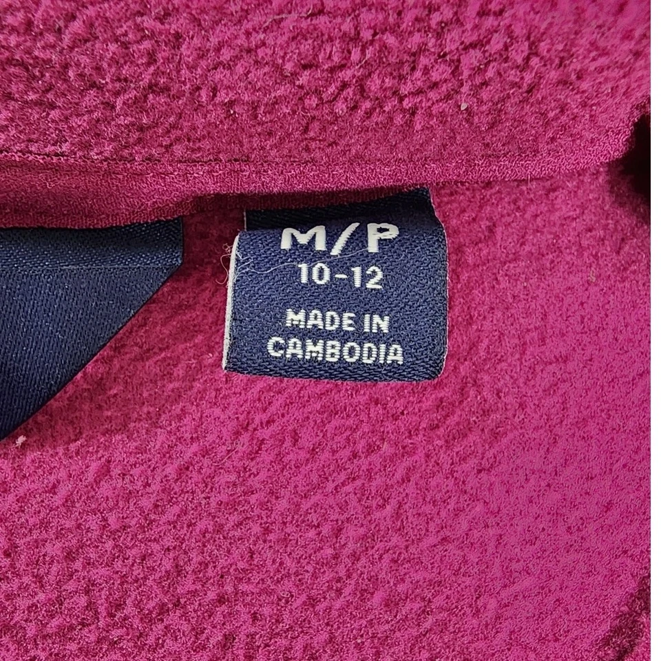Lands' End Fleece Full Zip Front Jacket Size M/P Pink Fuchsia Pockets Soft Warm - Image 3 of 4
