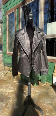 NWT Beate Heymann Dark Brown Silk Moto Jacket Size 40 $618.00