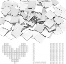 100PCS Mini Size Acrylic Square Mirror Adhesive Stickers 0.8'' X 0.8'' Small Dec