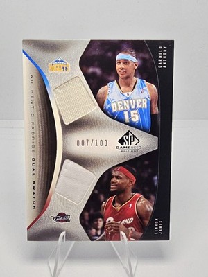 06-07 Game Used LeBron James Carmelo Anthony Authentic Fabrics Dual Swatch /100