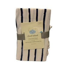 Cloud Island Crib Fitted Sheet Navy Blue White Stripe Fits Standard Crib