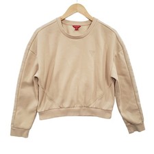 Guess Sweatshirt Crew Neck Tan Logo Embossed ...