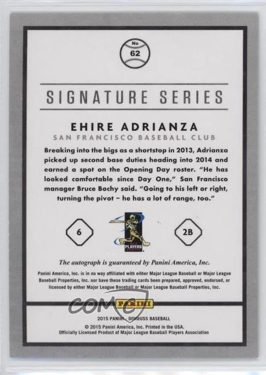 2015 Panini Donruss Signature Series Ehire Adrianza #62 Auto - Image 2 of 2
