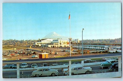 1960 Seattle Washington Postcard Mount Rainier Tacoma International Airport