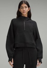 Lululemon Scuba Oversized Cropped BLACK Pullover Hoodie Half-Zip Women's M/L
