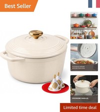 Casserole en Fonte Émaillée 5.2 L - Pratique et Élégante pour Repas en Famille