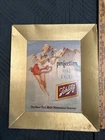 Vintage 1954 Schlitz Beer Sundblom Ice Skater Pin Up Advertising Sign 18” x 15”