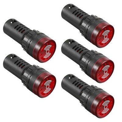 5pcs AC/DC 24V Panel Indicator Flashing Light for HVAC Red LED Alarm with Buzzer