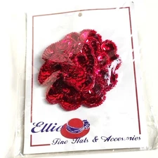 womens Vintage Red Hat Society Brooch Pin Layered Design Beads Rhinestone Look