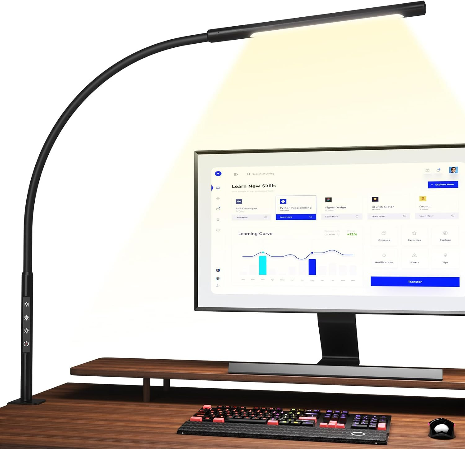 Lampada LED Scrivania 1000Lm: Luce Professionale Collo Cigno Flessibile