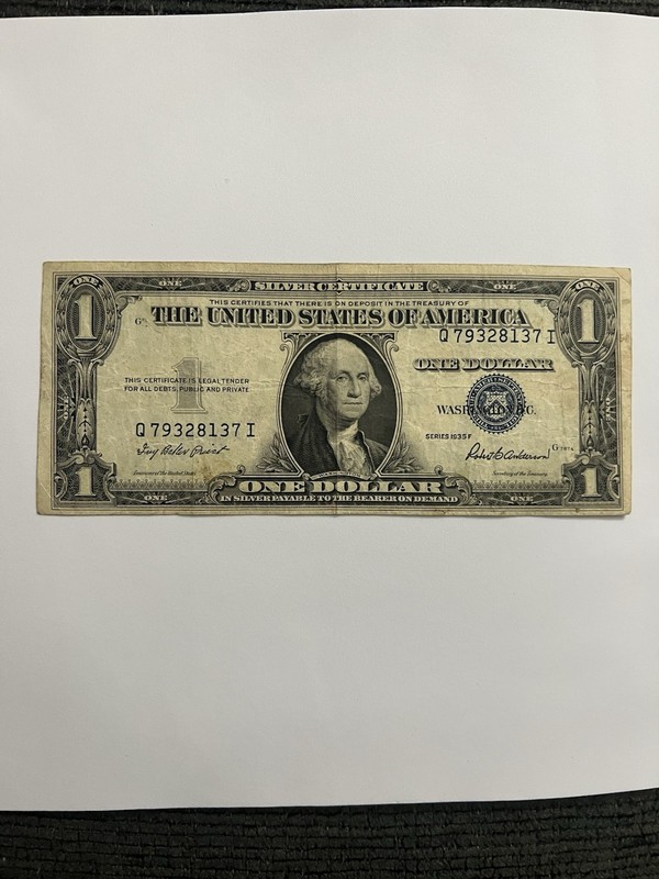 1935F US $1 Silver Certificate (Misaligned Serial Error)