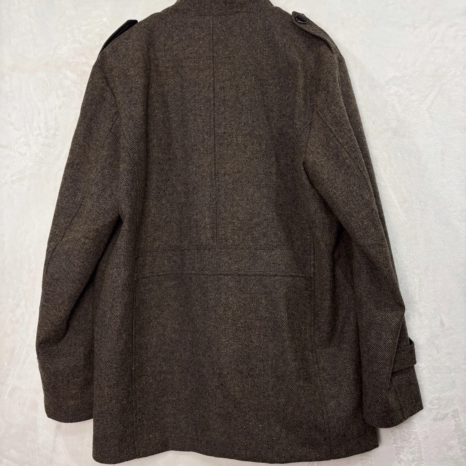 Wantdo Wool Blend Pea Coat Jacket Trench Coat Men L Herringbone Tweed Brown NEW - product detail image 19