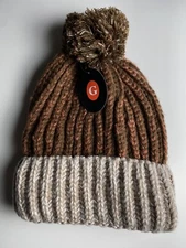 Gelante Unisex Cable Knit Slouchy Winter Beanie Cap Hat Cinnamon/Beige NWT